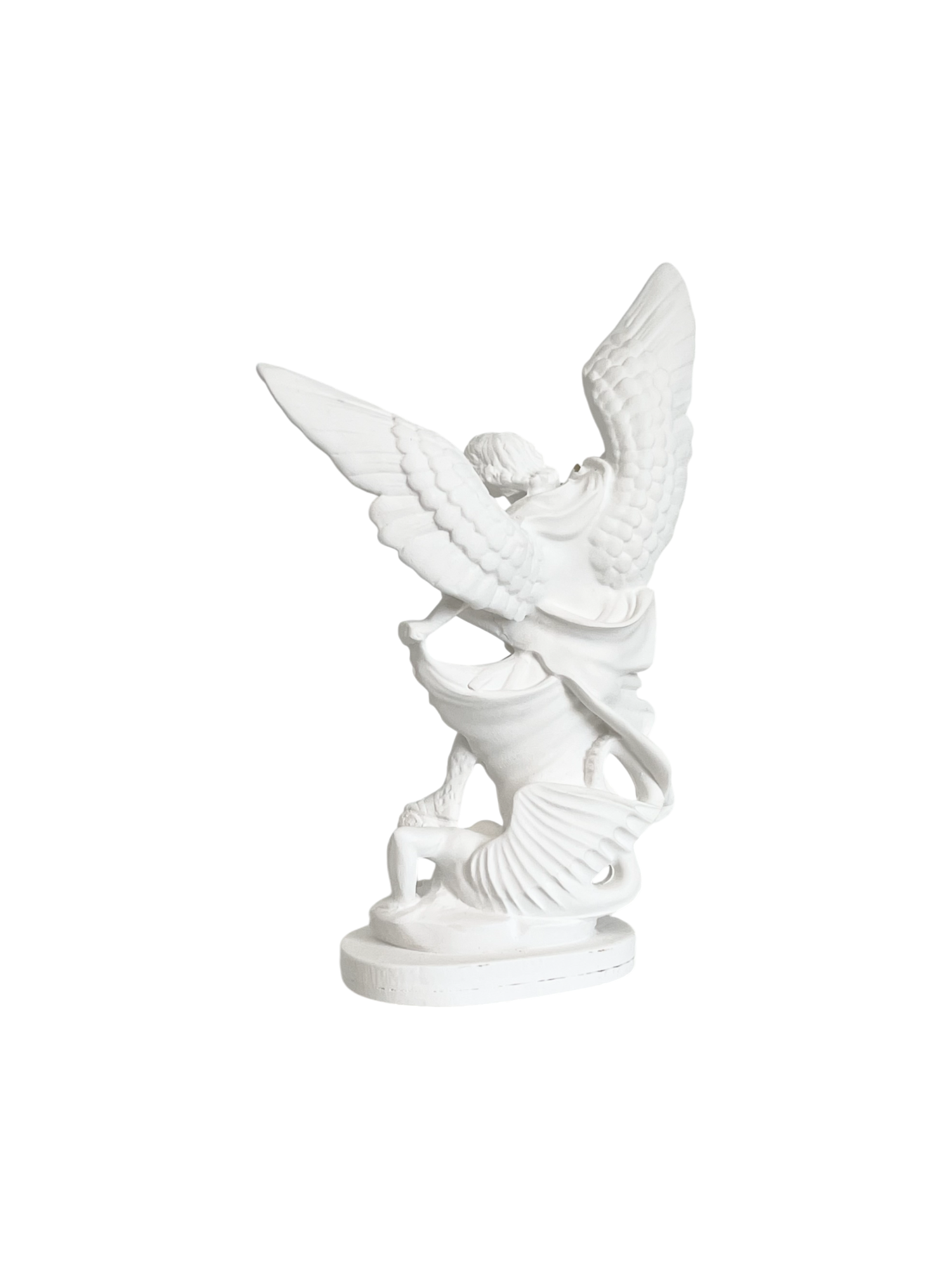 White Hand-Painted Saint Michael Archangel Statue with Gold Accents ...